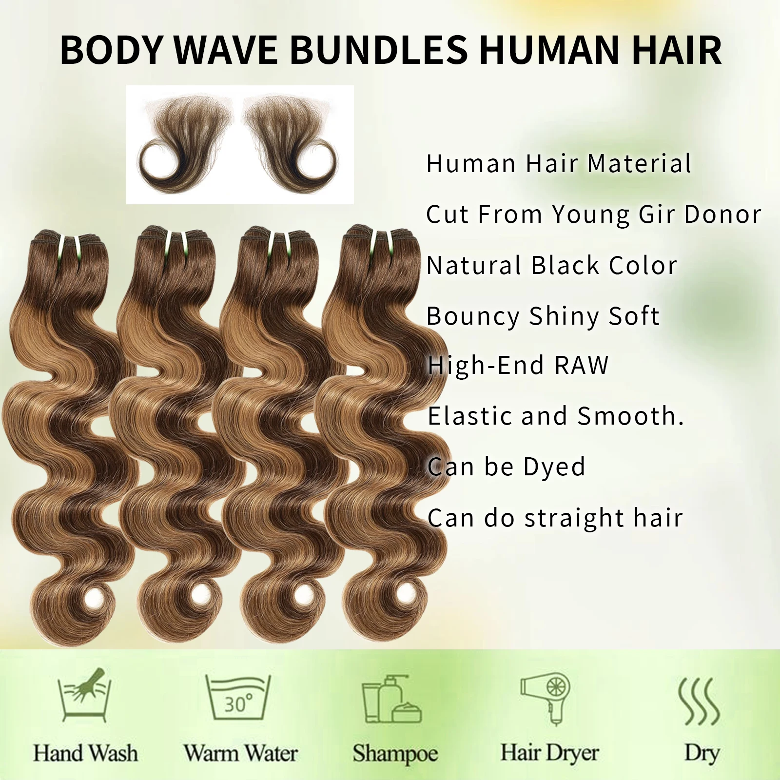 P4/27 Highlight Body Wave Bundles Brazilian Hair Weave Bundles Ombre Honey Brown Human Hair Bundles Remy Hair Extensions