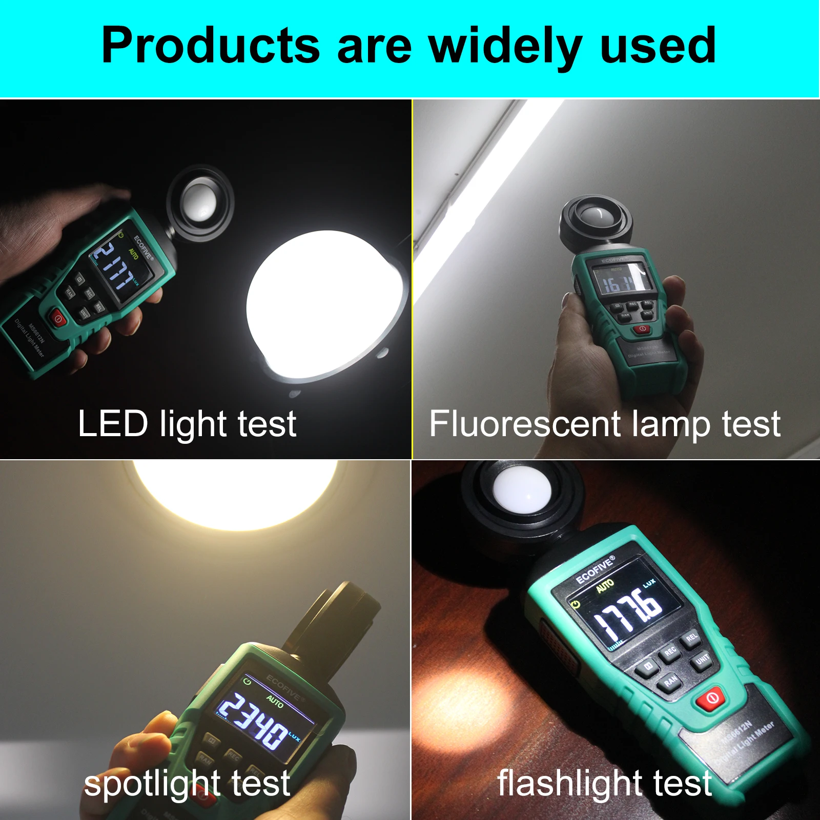 Ecofive MS6612N Digital Light Meter Photometer UV Radiometer LCD Luxmeter High Accuracy Enviromental Tester