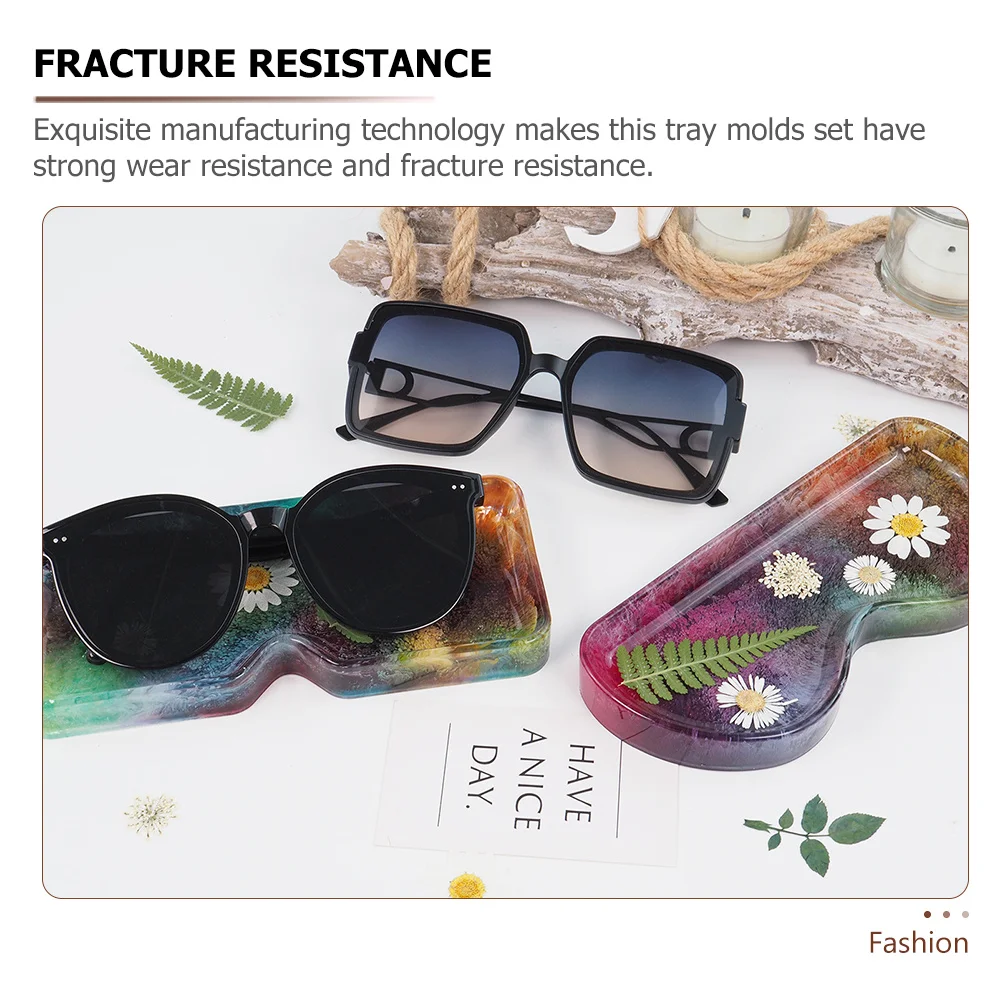 2 قطعة علبة النظارات قوالب السيليكون مجموعة DIY بها بنفسك صب الايبوكسي قالب حامل صينية دائم لتزيين مأدبة المنزل