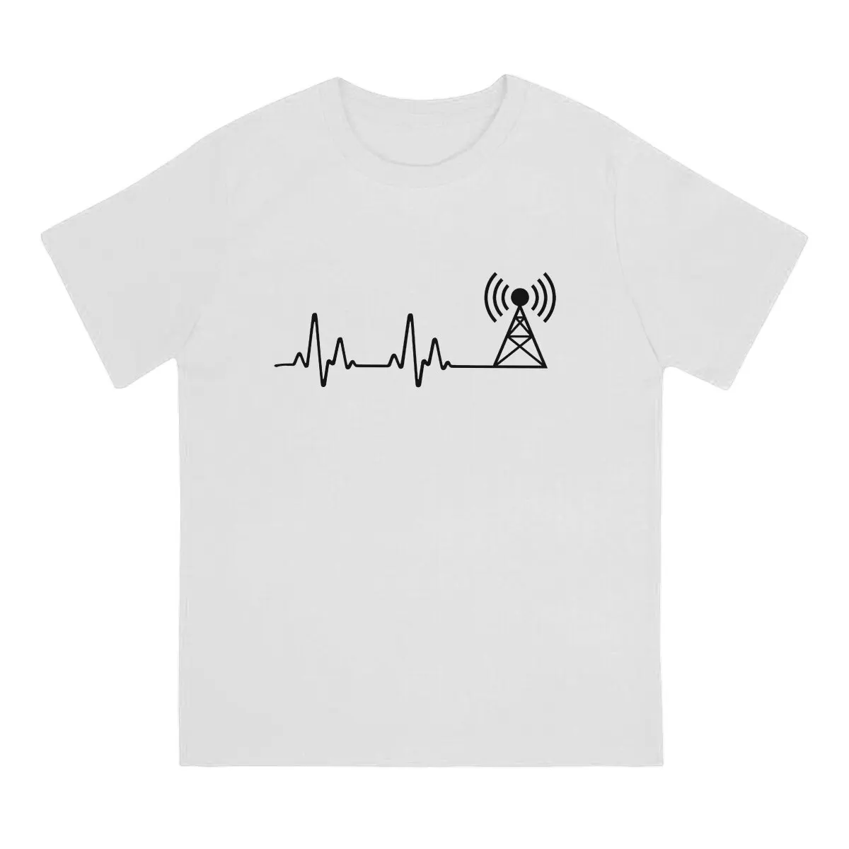 Heartbeat T-Shirts for Men Ham Radio Operator Casual Cotton Tee Shirt Round Neck Short Sleeve T Shirts Printed Clothes