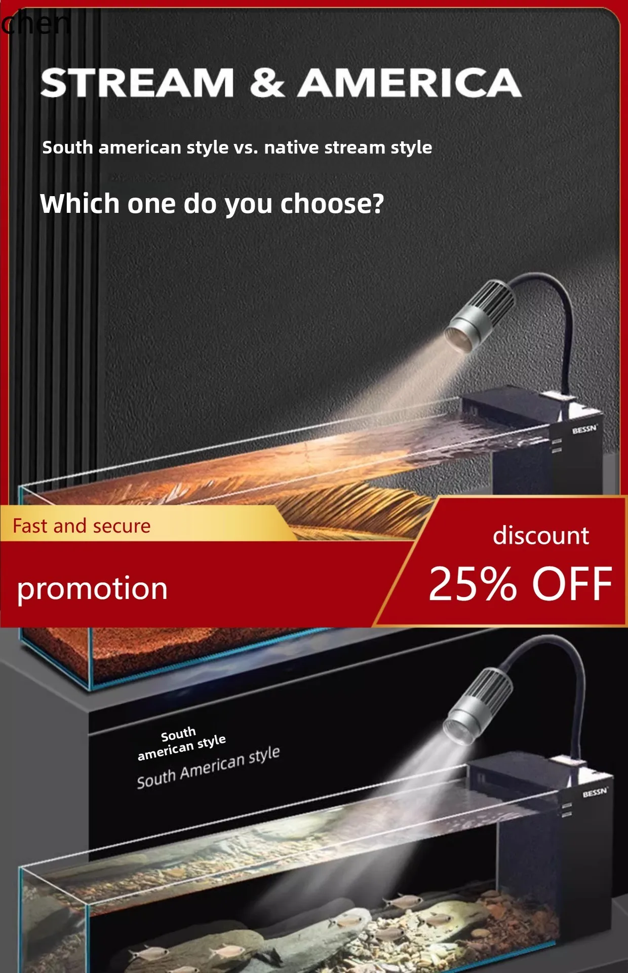 

CZ Desktop Stream Fish Tank Landscaping Ultra-clear Tank Golden Crystal Glass Tank Side Filter South American Long Strip