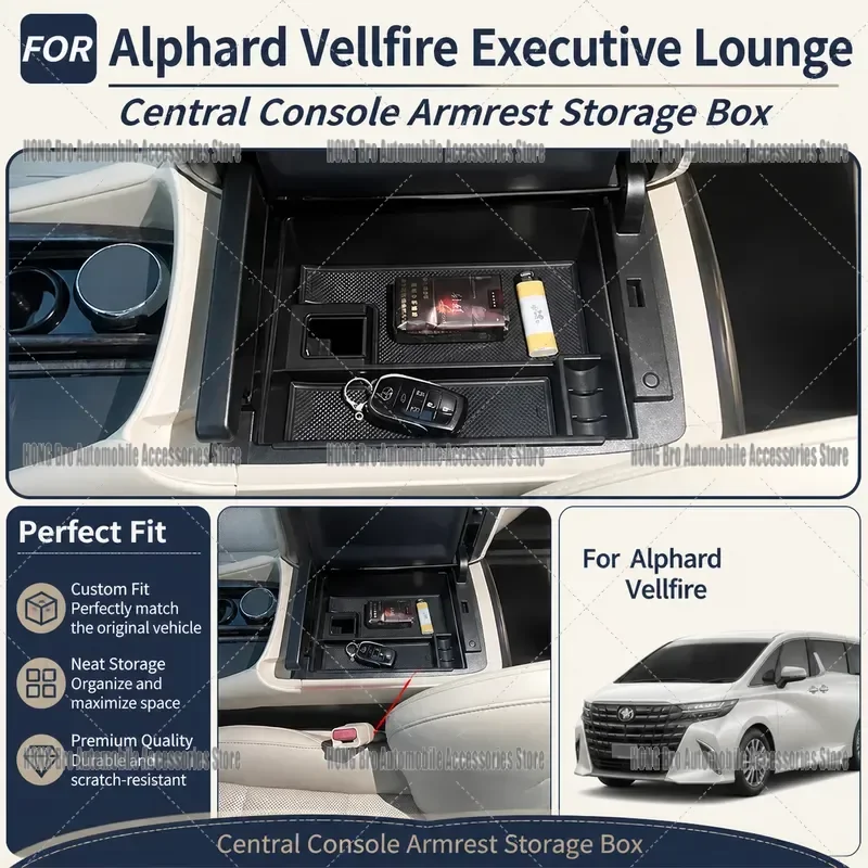 For Toyota Alphard 30 40 Vellfire Executive Lounge Center Console Armrest Storage Box Organizer Interior Accessories
