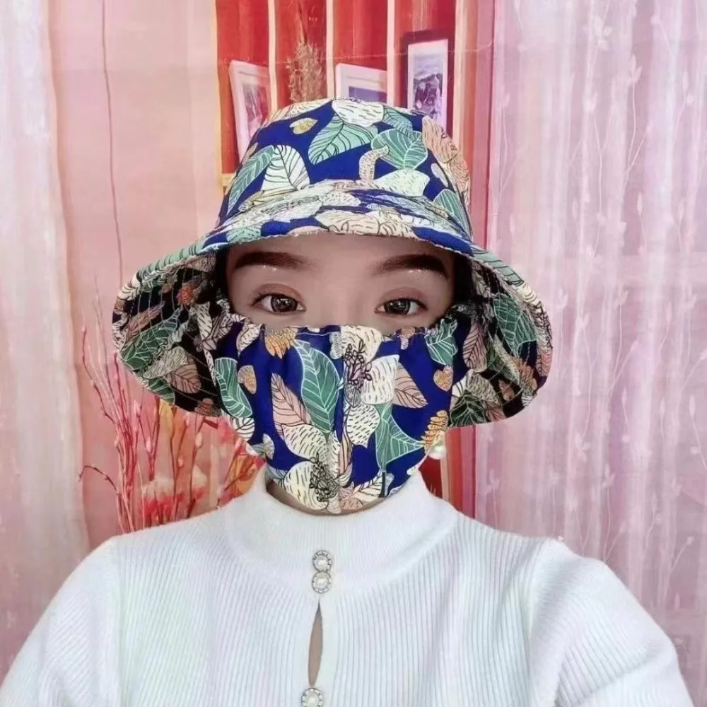 Fashion Wide Brim Tea Picking Cap Shawl Protect Neck Agricultural Work Hat Anti-uv Women's Ponytail Hat Four Seasons