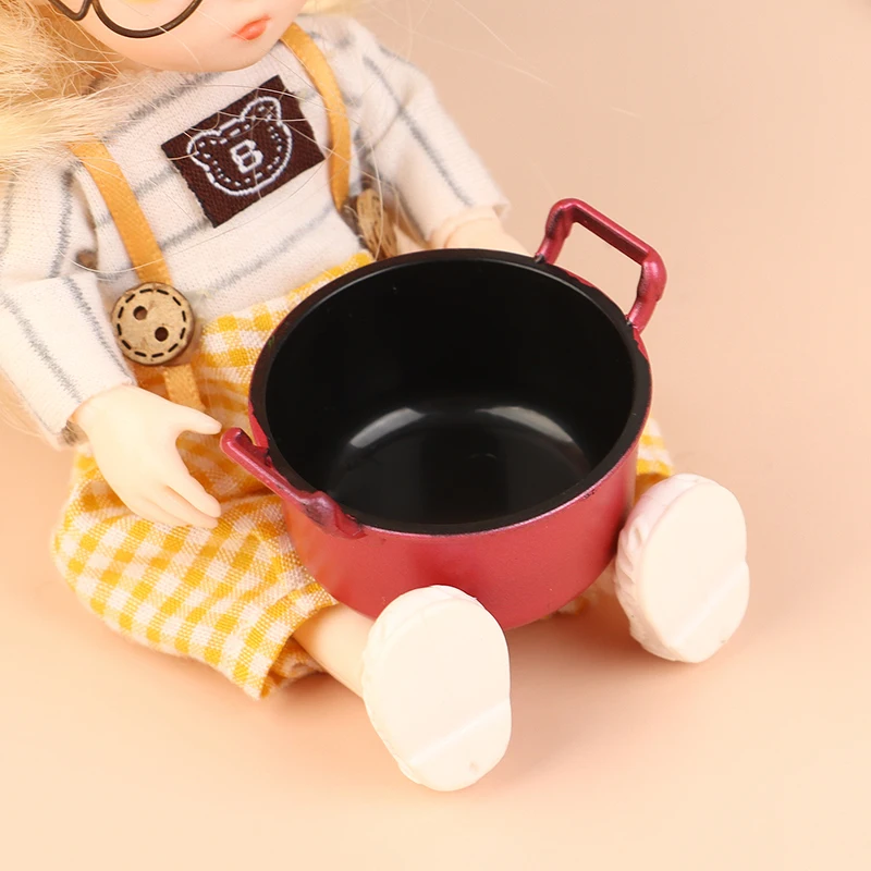 1/12 Dollhouse Simulation Soup Pot Model Dollhouse Miniature Kitchen Cooking Pot Decoration Dolls House Accessories