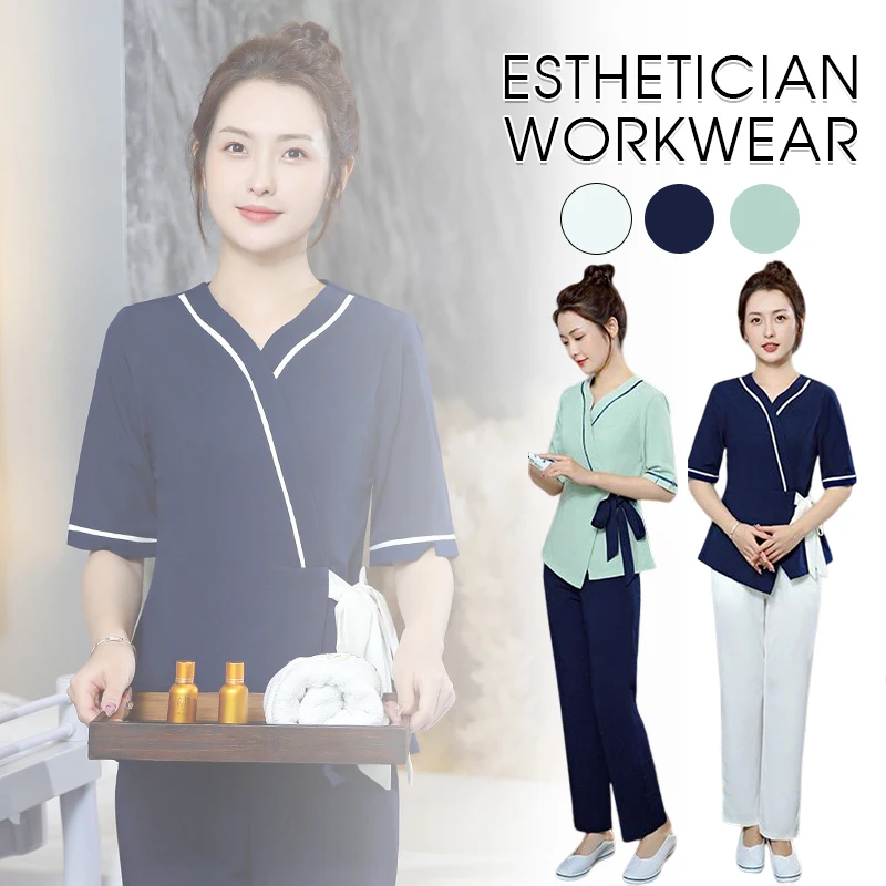 Women Beauty Salon Working Uniform Top Pants Spa Club Waitress Work Uniform Hotel Massage Overalls Therapist Profession Suits