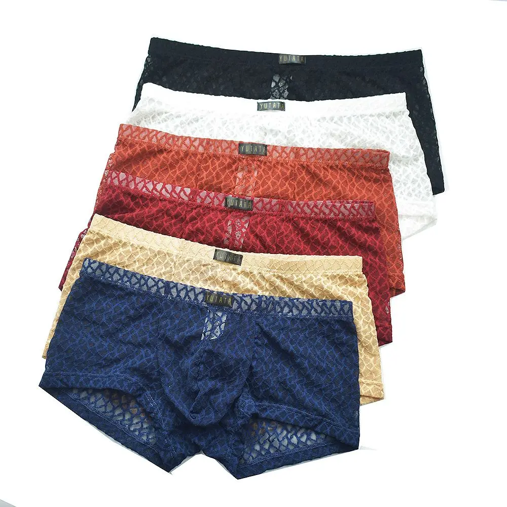 Low Waist Underwear Transparent Mesh Man Bulge Penis Pouch Elastic Big Cock Boxers Gay U-Convex Dick Boxers Sexy Lingerie Briefs
