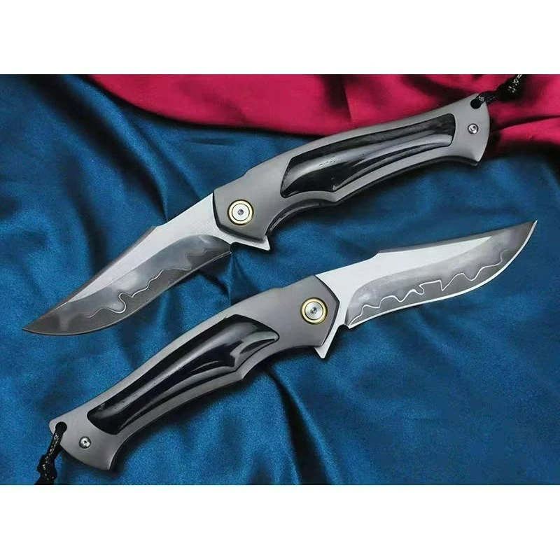 

New SKD-11 Steel Blade Pocket Folding Knife Cowbone Dyed Handl edc multitool knives Daily at home cutting outdoo bushcraft knife