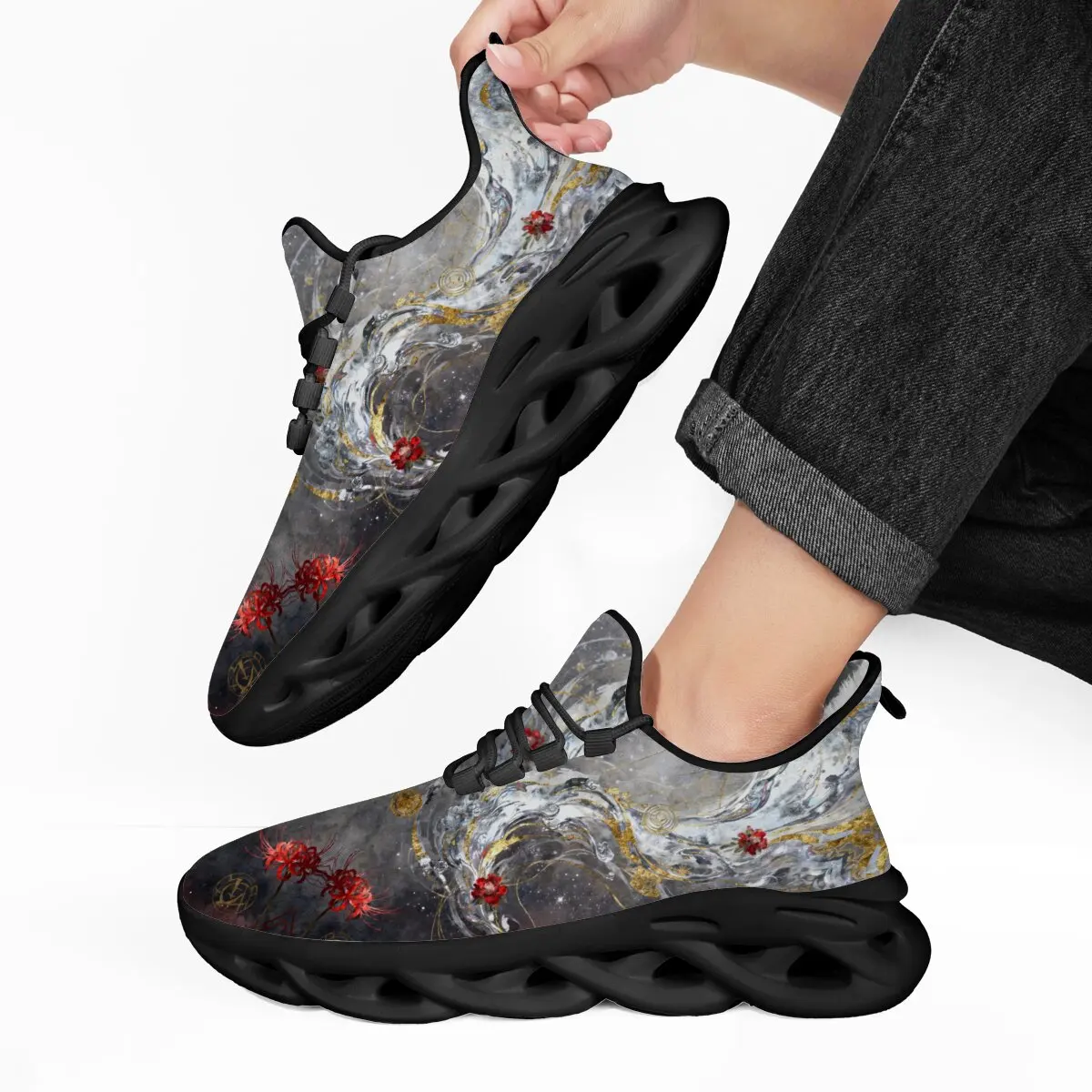 

Furry Lined Sneakers Women with Butterfly Flower Print Lightweight Cushion Running Shoes Tenis Masculino Lightweiht Sports Shoes