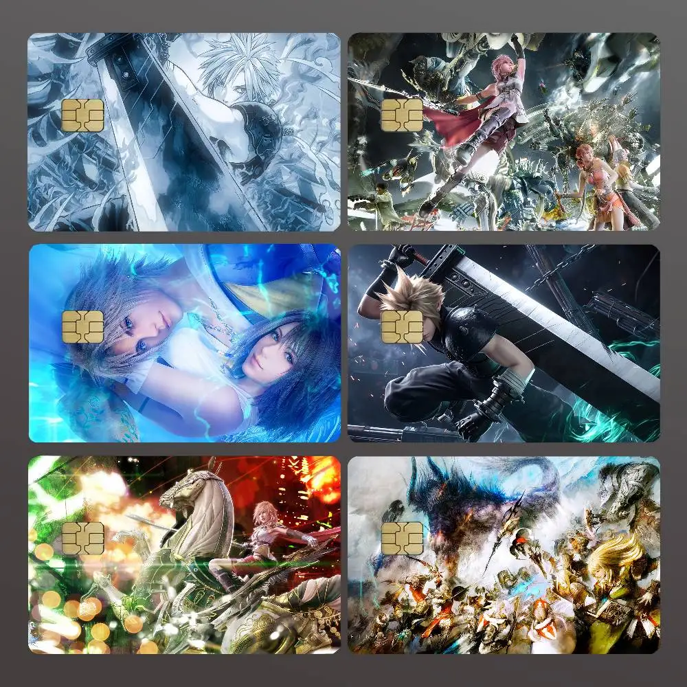 Game F-Final F-Fantasy Credit Skin Cover Card Stickers 4PCS Film Bus Pass Front Decoration Bank Debit Waterproof