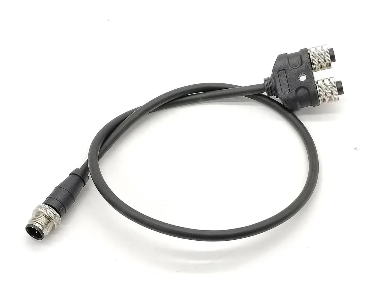 M12 Y Splitter 5 Pin Male to Dual Female A Code Adapter Cable 20CM IP67 Waterproof 12mm Thread Lock Anti Vibration 