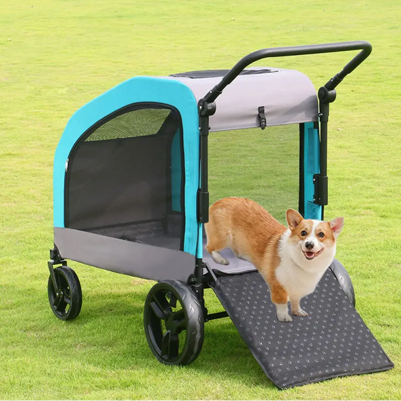 

260L Breathable Design Pet Travel Carrier Folding Cart Custom Pet Stroller with Removable Wheels