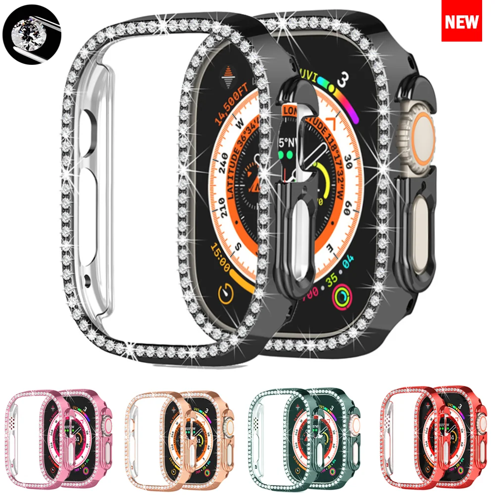 Copertura diamantata da 49mm per Apple watch Ultra 45mm 41mm 44mm 40mm 42mm/38mm protezione paraurti completa iWatch series 3 4 5 6 SE 7 8 custodia