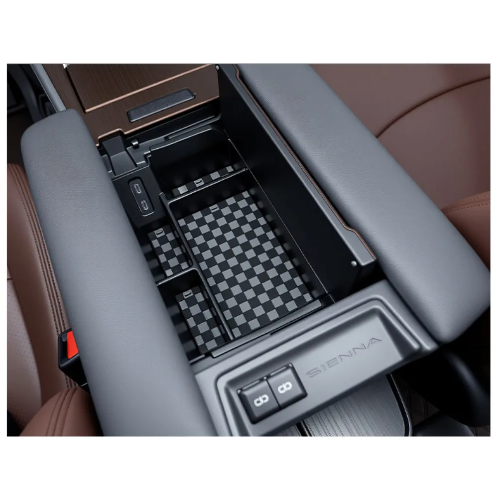 Für Toyota Sienna 2021-2026 Armlehnen-Aufbewahrungsbox Mittelkonsolen-Organizer Ablage Schwarz Innenausstattung Zubehör Upgrade-Kit Plus – Detail 8