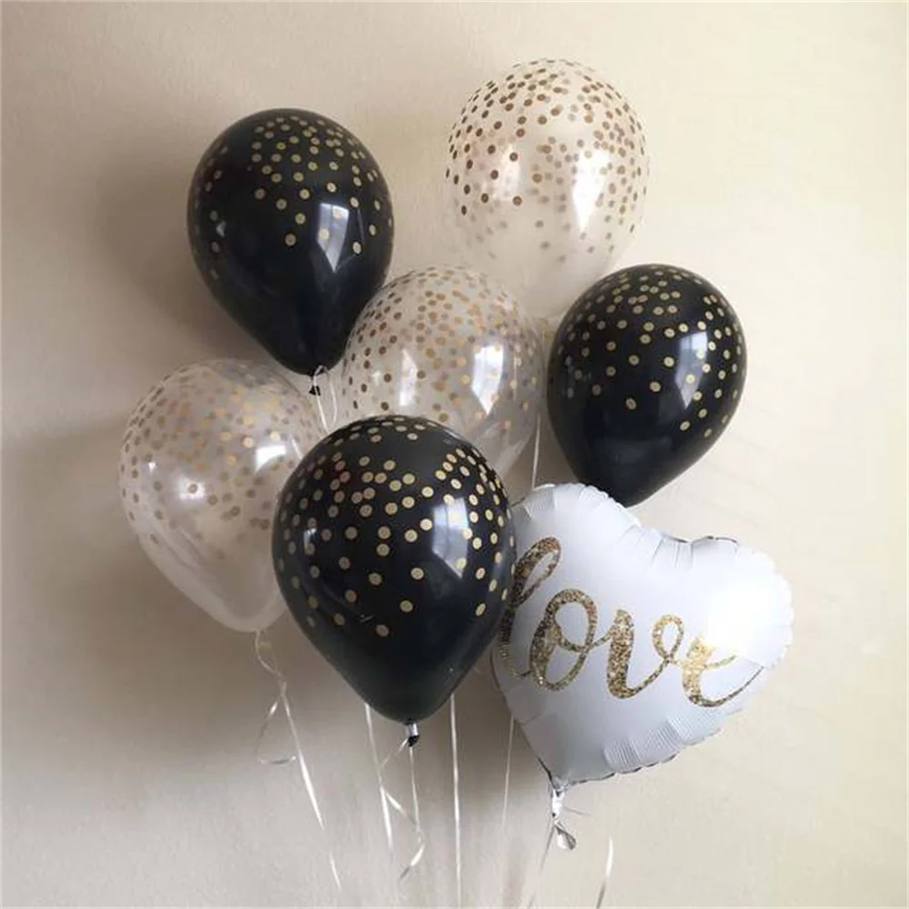 1Set 18inch Round White Gold Glitter Print Mr&Mrs LOVE foil Balloons Bride to be Marriage Wedding Valentine\'s Day Air Globos