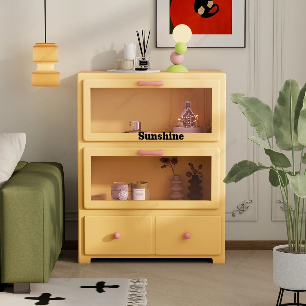 figure cabinet Color storage cabinet Bedroom locker Modern multi-chest  Living room sofa dining side glass cabinetTJ