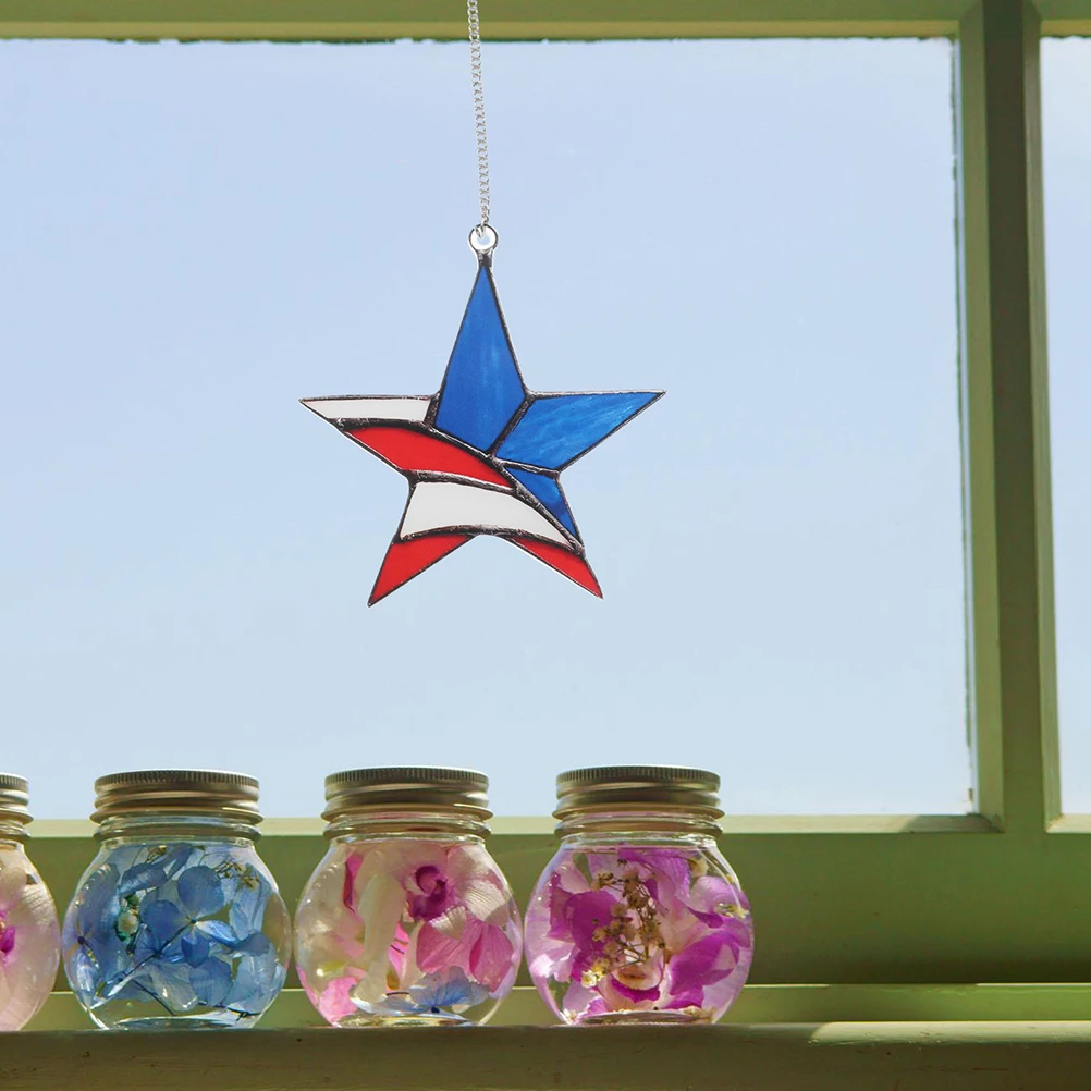 

2pcs Acrylic Star Ornaments Hanging Stars Decor Window Suncatcher For Wall Garden Porch Indoor Outdoor 4Th Of July Patriotic