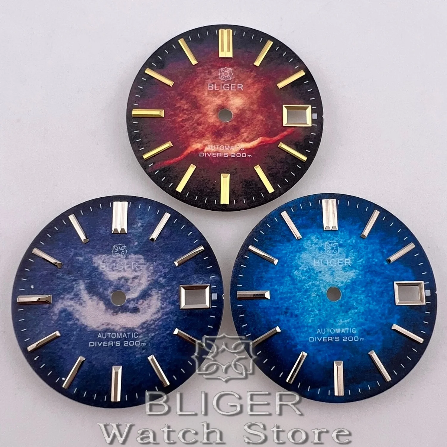 BLIGER 29mm Blue Green Red Purple Gradient texture Watch Dial For NH34 NH35 NH36 Movement Watch modification kit