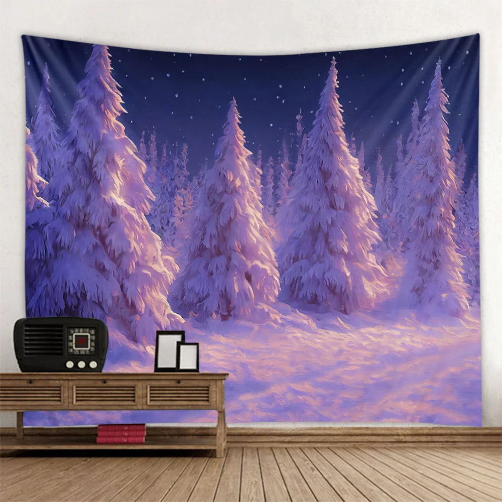 Christmas tree tapestry, snow painting, Christmas Eve, Christmas room wall decoration, home background fabric, Christmas gifts