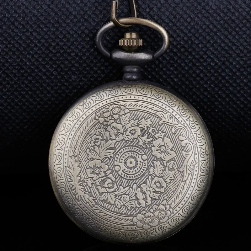 Retro Bronze Quartz Pocket Watch for Grandpa Antique Punk Necklace Pendant Top Unique Pocket Watches Art Collectibles Gifts