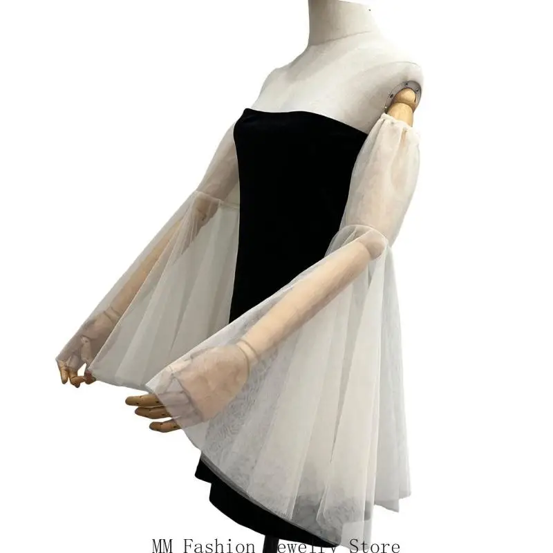 

D0UB Wedding Bridal Arm Sleeves Arm Wrap for Bride Flared Arm Coverings Perfect for Evening Parties and Festival Celebration