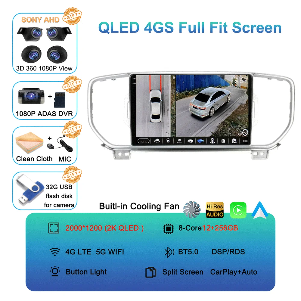 Android 16 autoradio multimediasysteem navigatie GPS 2 Din stereo DVD accessoires speakers voor KIA Sportage 4 KX5 2016 - 2018