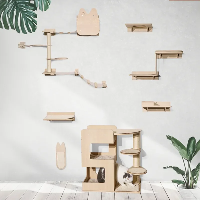 Hot Sales Cat Wall Furniture Cat Climbing Shelf Mounted Eco Friendly Wood Material Cat Wall Shelves and Perches for Wall