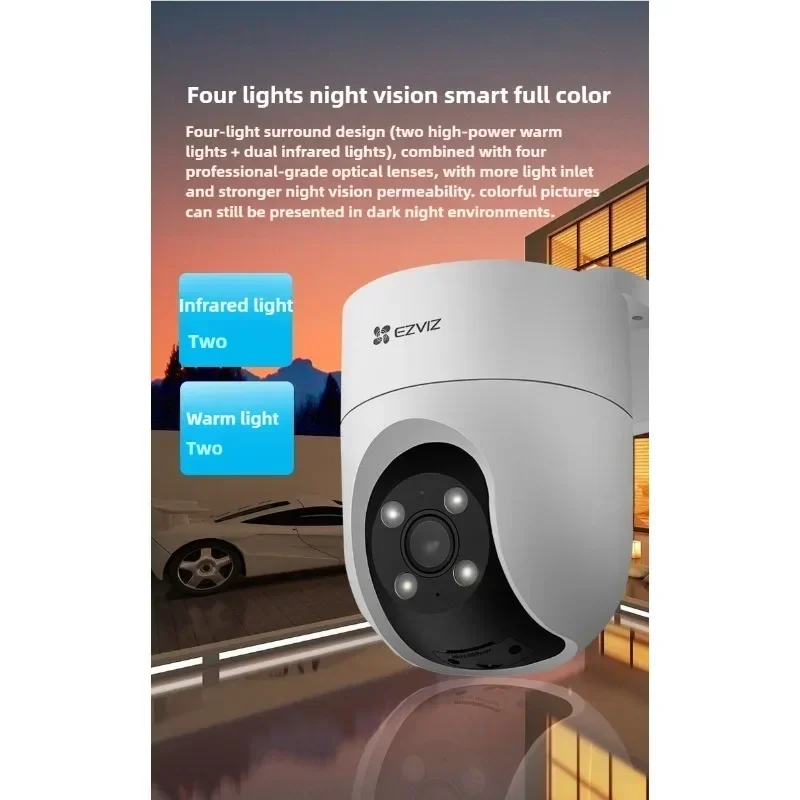 Versão na China 2-8MP EZVIZ H8C/C8C Câmera IP à prova d'água à prova de raios Câmera WiFi Proteção de segurança Câmera de vigilância por vídeo