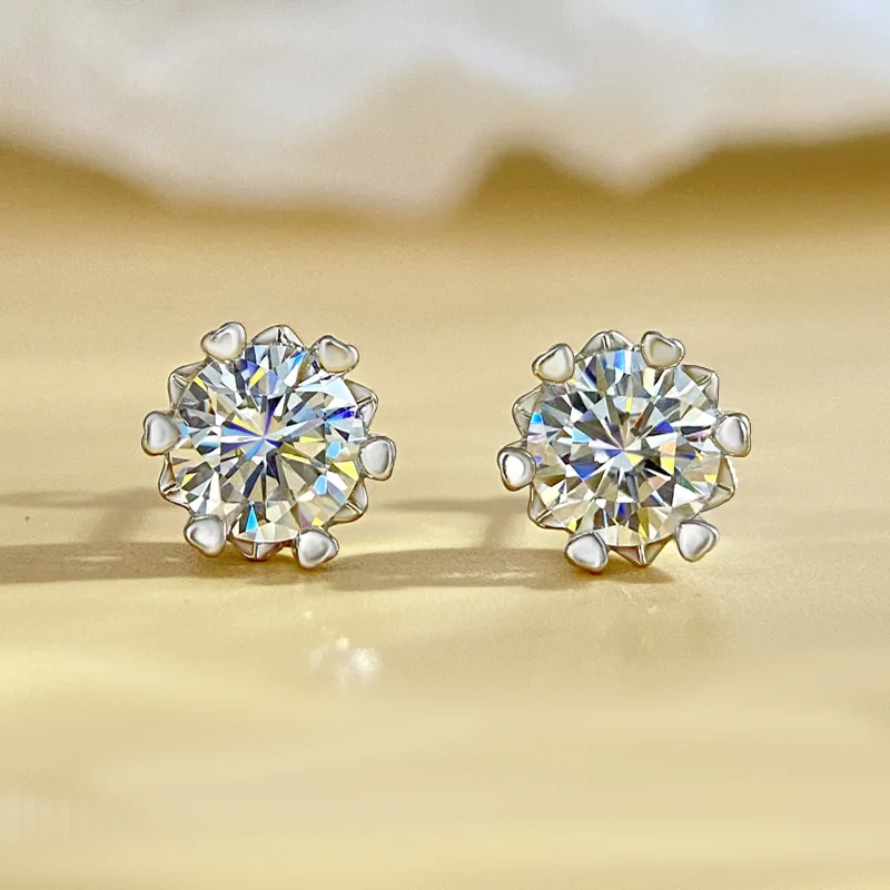 

Luxury 0.3ct 0.5ct 1ct Moissanite Stud Earrings for Women Platinum Pt950 Fine Jewelry Sparkling Studs Earring for Girl Gift