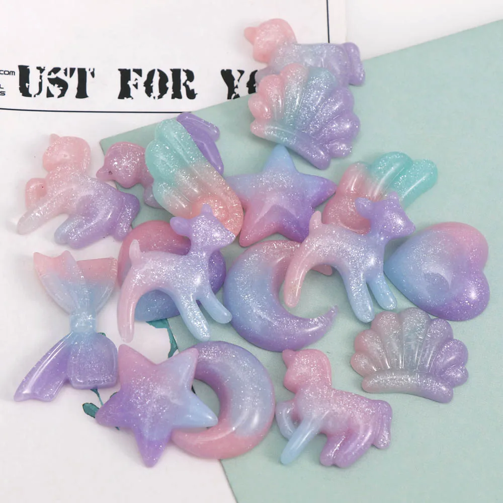 16 Stück Kawaii Harz, Liebe und Mond Kunstzubehör, Dekoration, Anhänger, Handwerk, DIY-Zubehör
