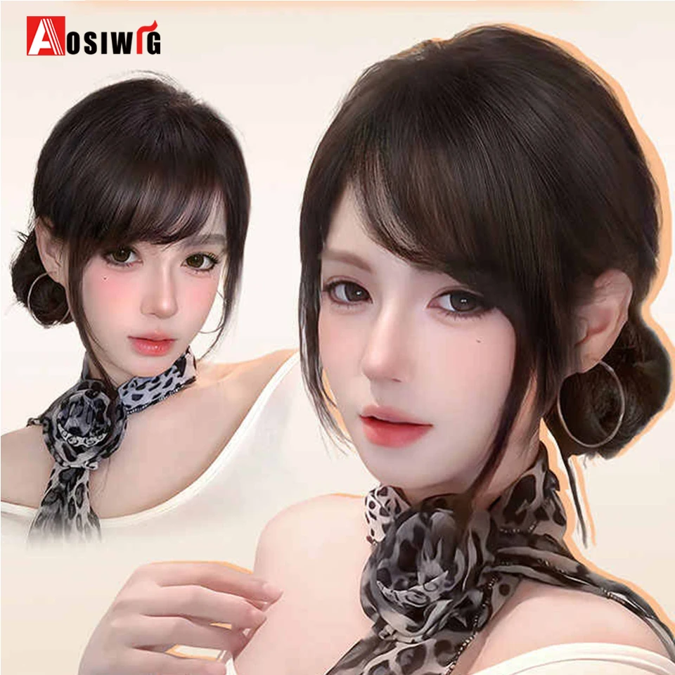 14cm Human Hair Side Bangs Clip in Bangs Real Human Hair Bang Natural Clip on Side Bang Straight Fringe Hair Extension For Women