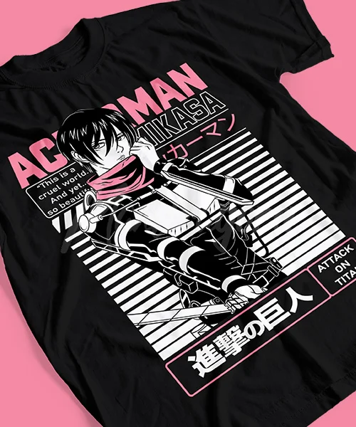 Anime T Shirt Japanese unisex Attack on Titan Mikasa Ackerman Batalla Final