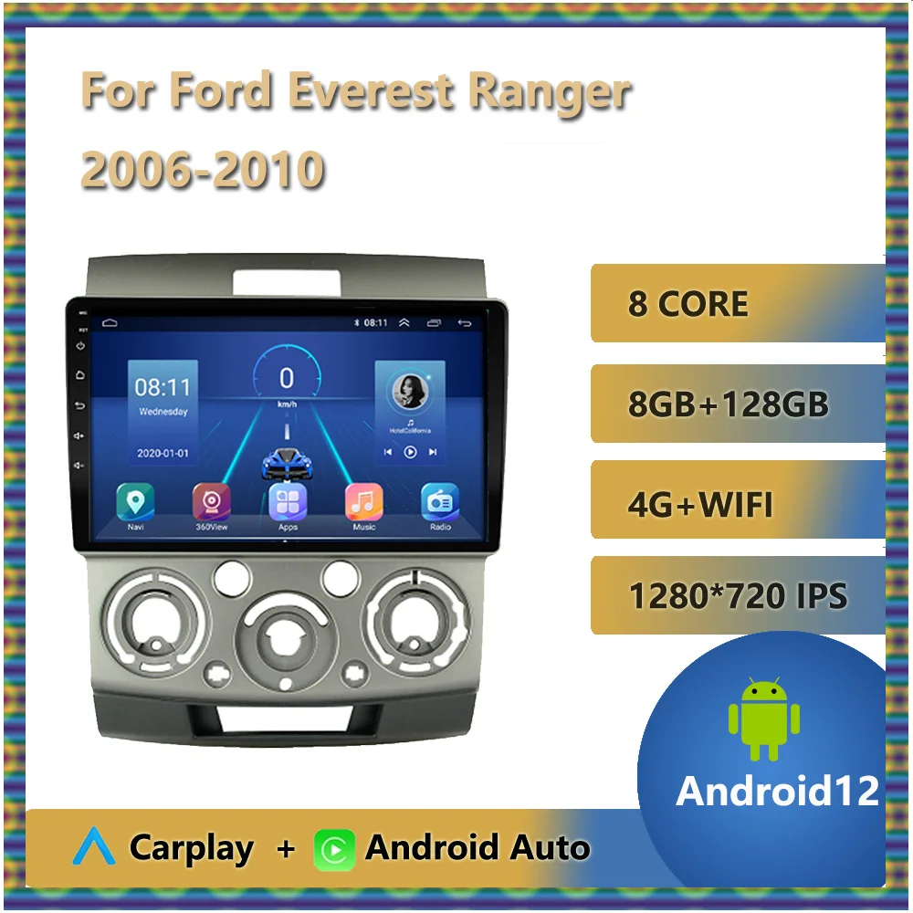 

9" IPS Touchscreen Car Radio For Ford Everest Ranger 2006 - 2010 Android 12 Multimedia Video Player No DVD GPS Navigation USB BT