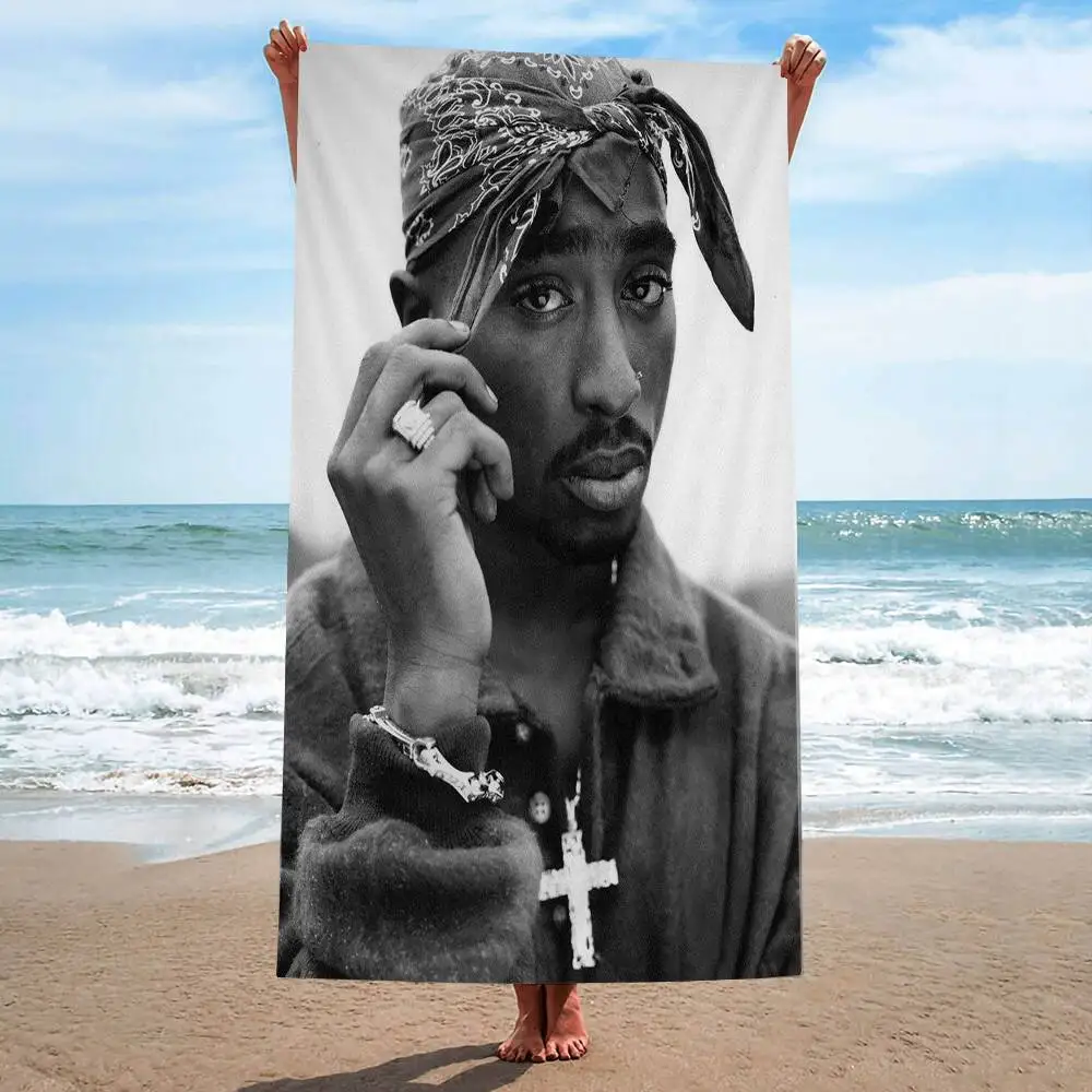 مغني الراب T-Tupac S-Shakur كبير ستوكات مناشف الشاطئ منشفة سريعة الجافة الرمال مناشف الشاطئ منشفة حمام السباحة للسفر حمام سباحة اليوغا