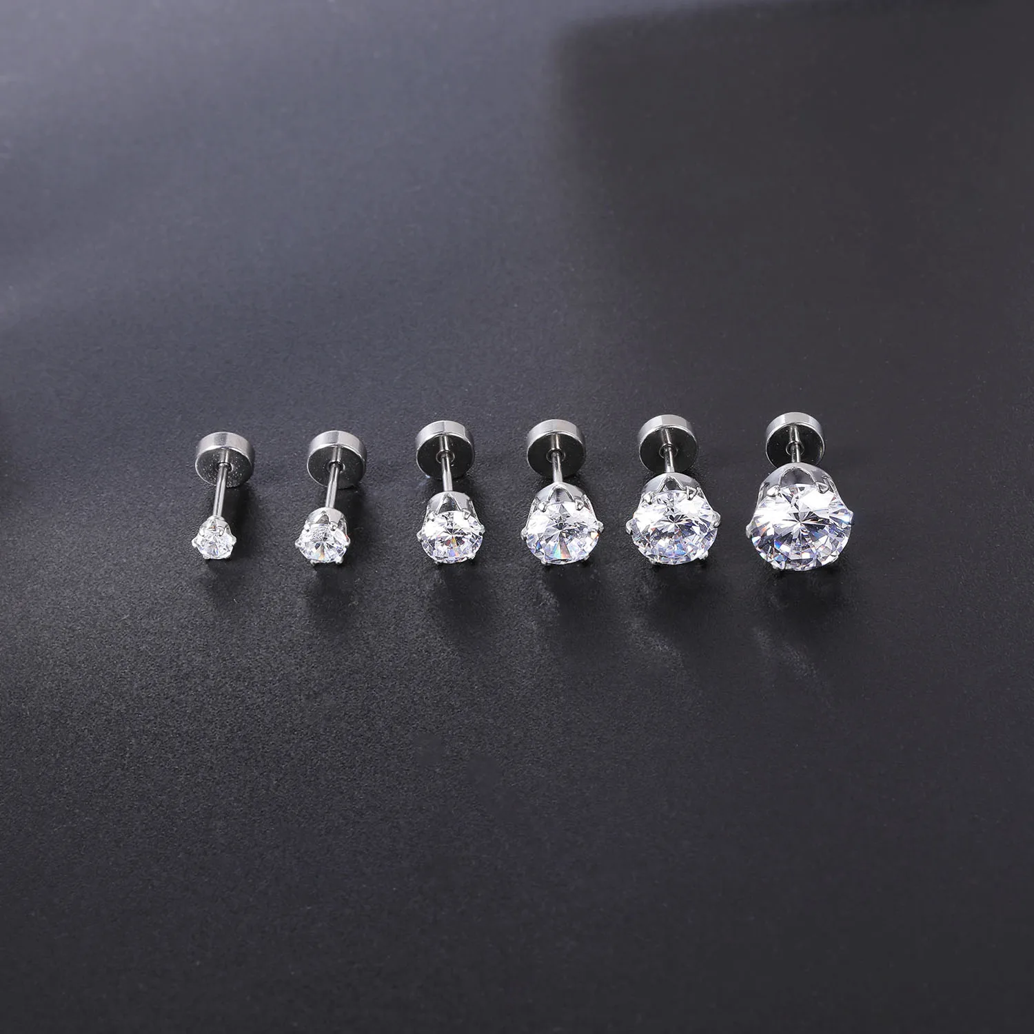 ZEMO 2PCS/lot 20G Crystal Ear Studs Stainless Steel Stud Earring for Women Heart Cross Leaf Zircon Ear Helix Cartilage Piercing