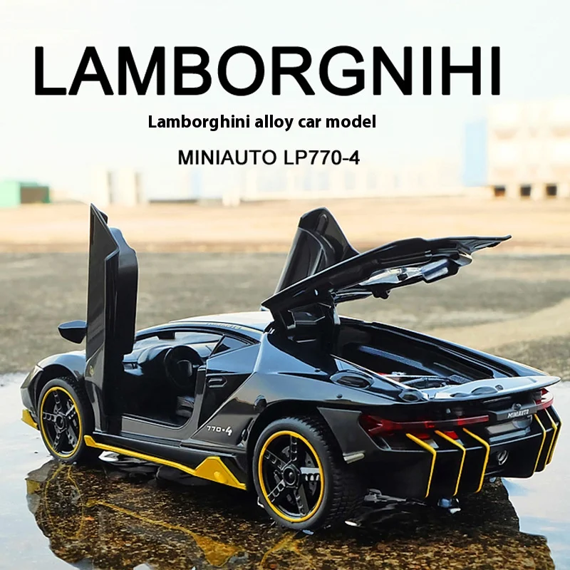 1/32 Cars Toys Auto To Scale Lambor LP770 Diecast Model Cars Alloy Autos Toys Gift for Boys Pull Back Light Music Kids Car 1