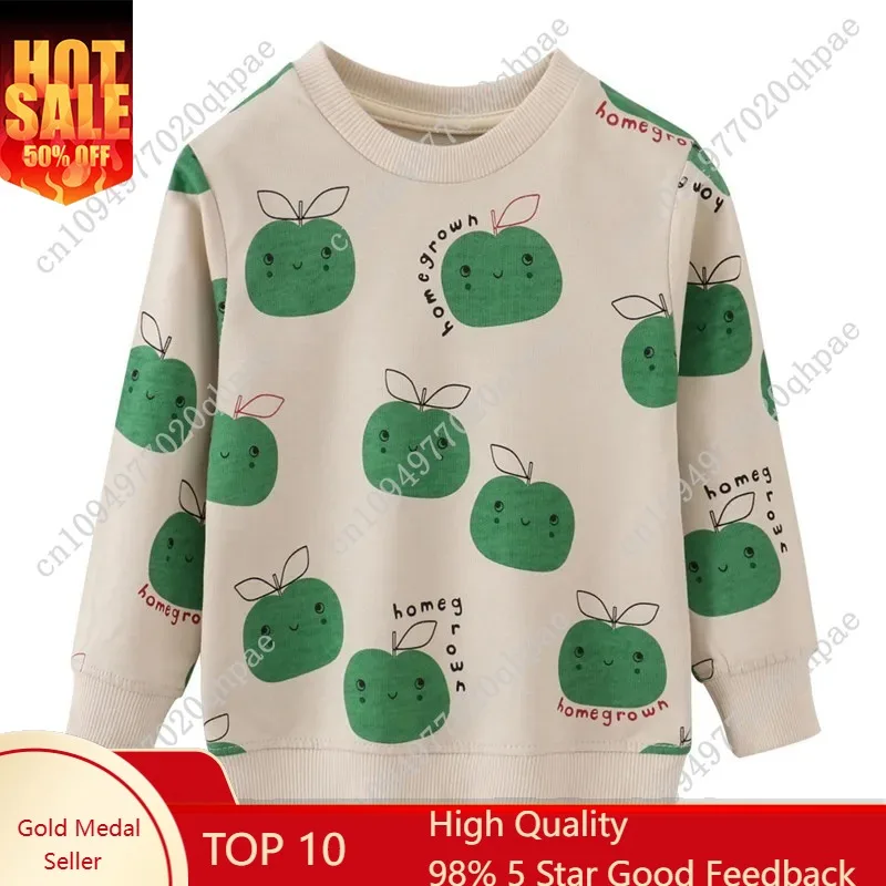 

Jumping Meters New Arrival Apples Print Girls Sweatshirts Hot Selling Children's Clothes Long Sleeve Autumn Shirts