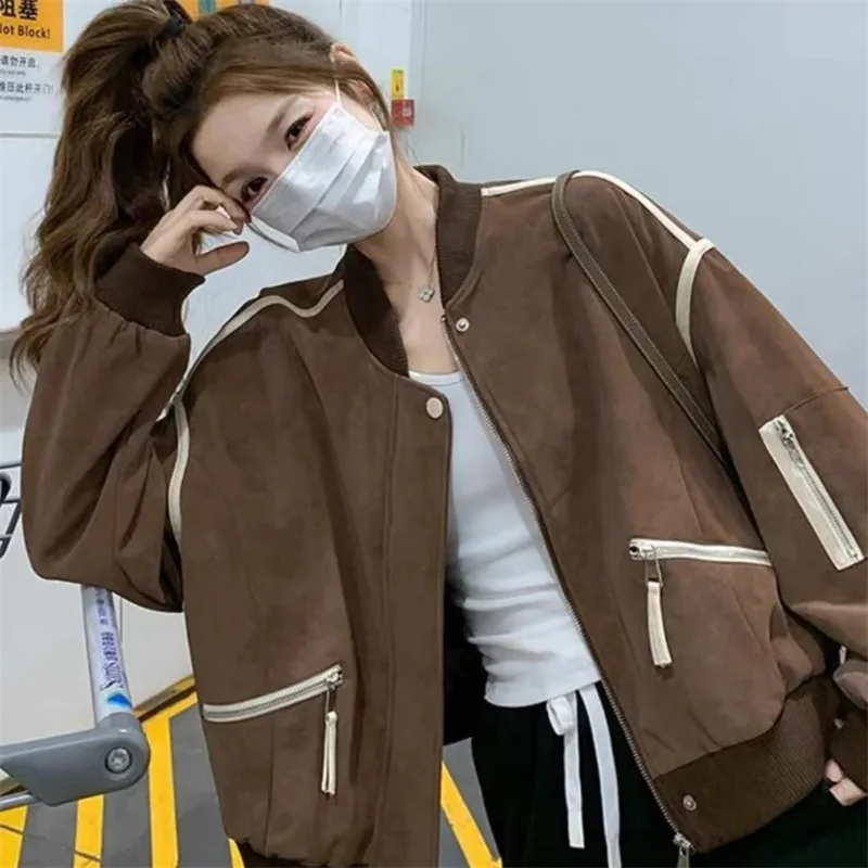 2025, Design Sinn Nische Dame Casual Baseball Jacke Frühling Herbst Femme Lange Ärmel Mantel Koreanische Frauen Erweiterte Mode Outwear