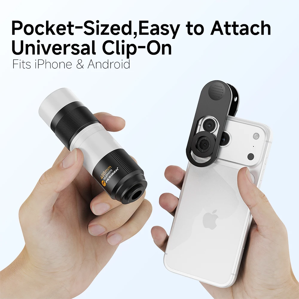 PICKOGEN 400mm Mobile Phone Telephoto Lens Telescope Zoom Phone Camera Lens for Iphone 17Promax Samsung Vivo X300 and Android
