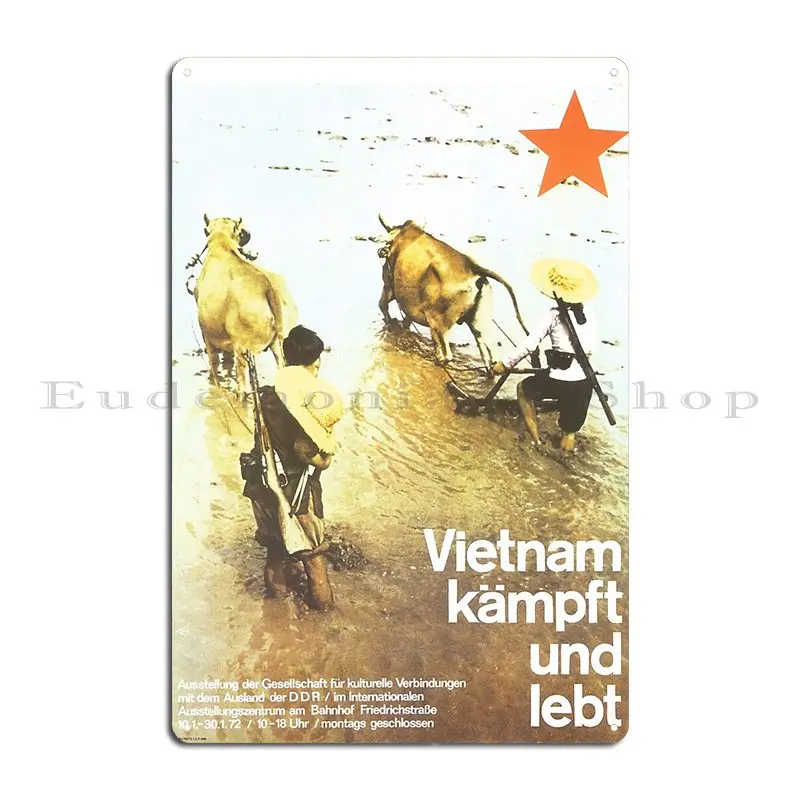 Vietnam Lives And Fights East German Communist Propaganda 1970s Cult45one Metal Plaque Poster Cinema Wall Decor Tin Sign Poster