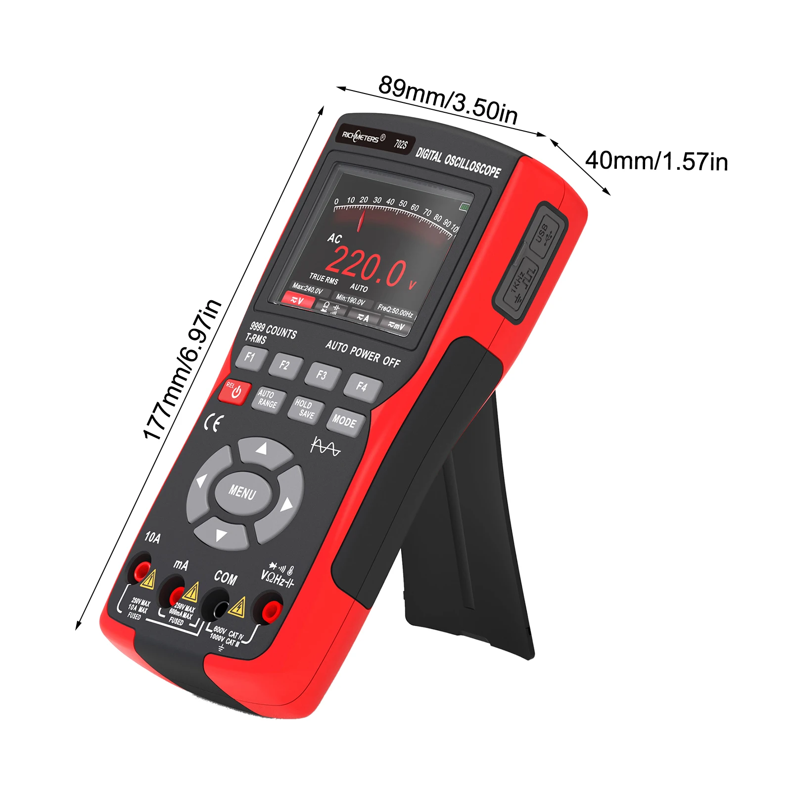 Oscilloscope Multimeter Handheld LCD Digital Multimeter & Oscillometer 2-in-1 Universal Meter Oscope Meter