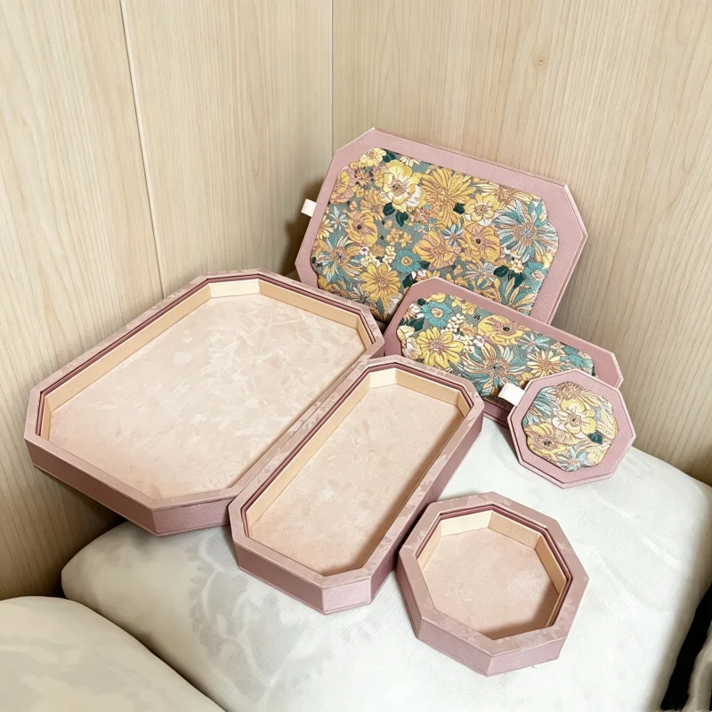 Royal Velvet Jewelry Display Tray with Lid, Eid Gift Viewing Plate for Jade & Ring, Dustproof Storage for Bangle & Necklace
