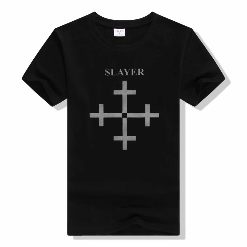 Metal Band T-Shirt Slayer Printed Fashion Streetwear Crew Neck Short Sleeve Tshirt Cotton Rock Tops T Shirt