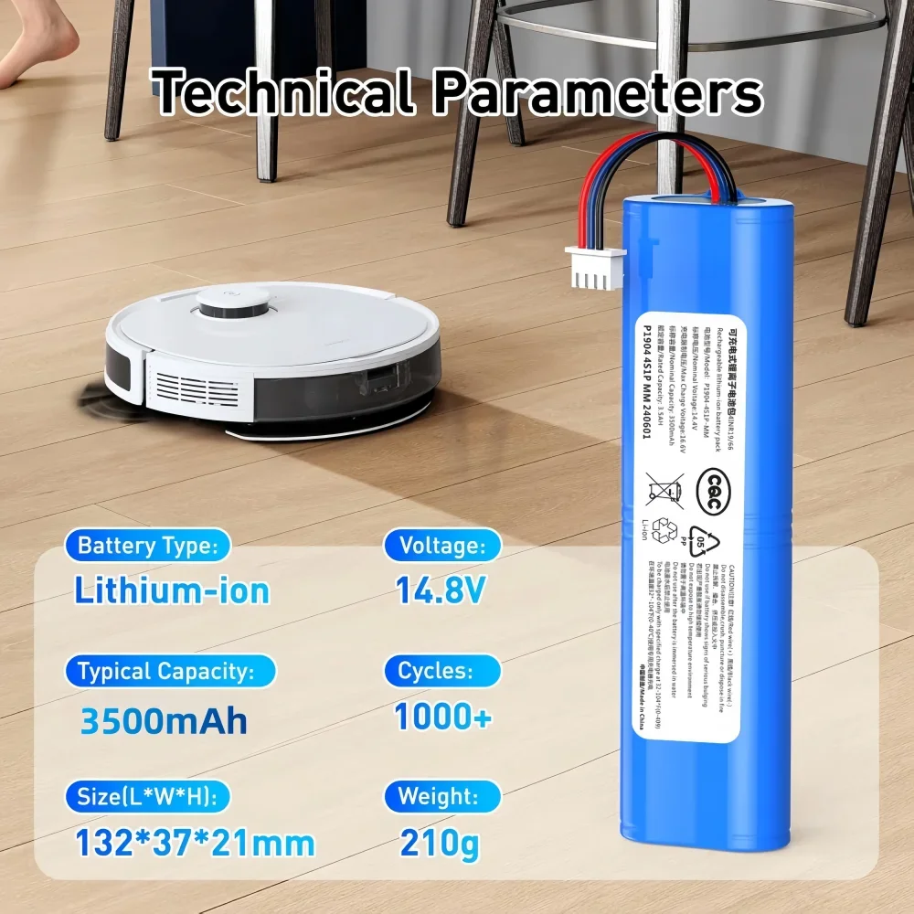 

3500mAh Replacement Battery for Ecovacs Deebot Ozmo 900,901,905,920,930,937,N8,N8 Pro Li-ION 14.4V Robot Vacuum Cleaner Battery