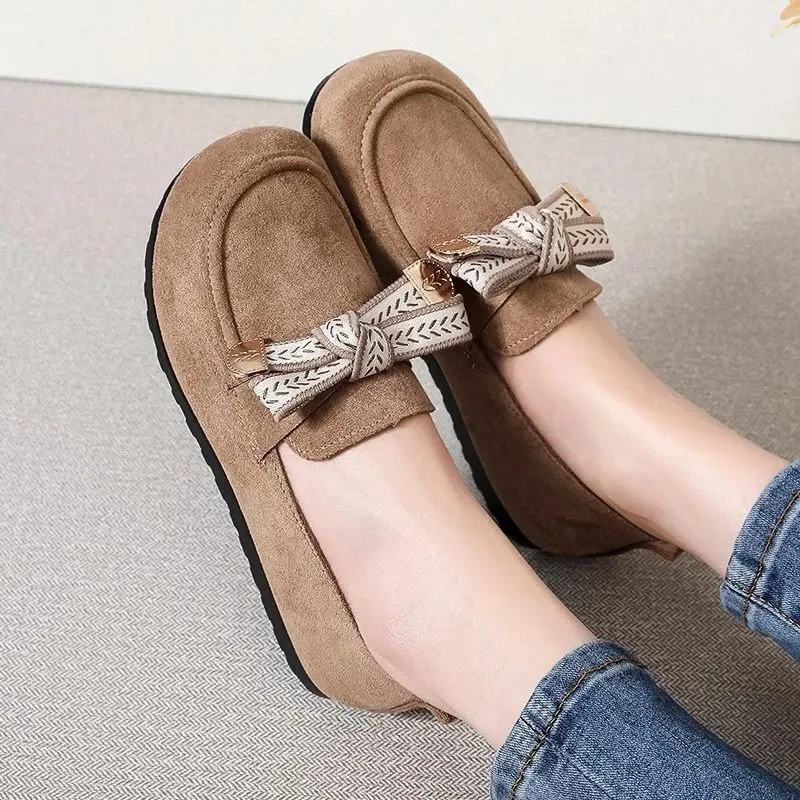 

Womens Loafers Fashion Anti-slip Soft Bottom Flat Shoes for Woman Trend Bow Elegant Low Heel Cozy Women's Shoes Zapatos De Mujer