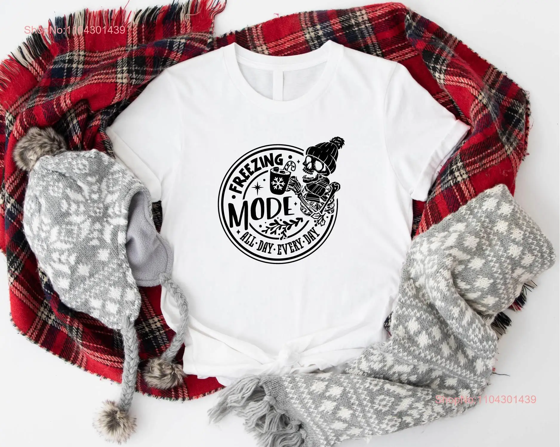 Freezing Mode T Shirt All Day Every Skeleton Christmas Very Merry Holiday Funny Cold long or short sleeves