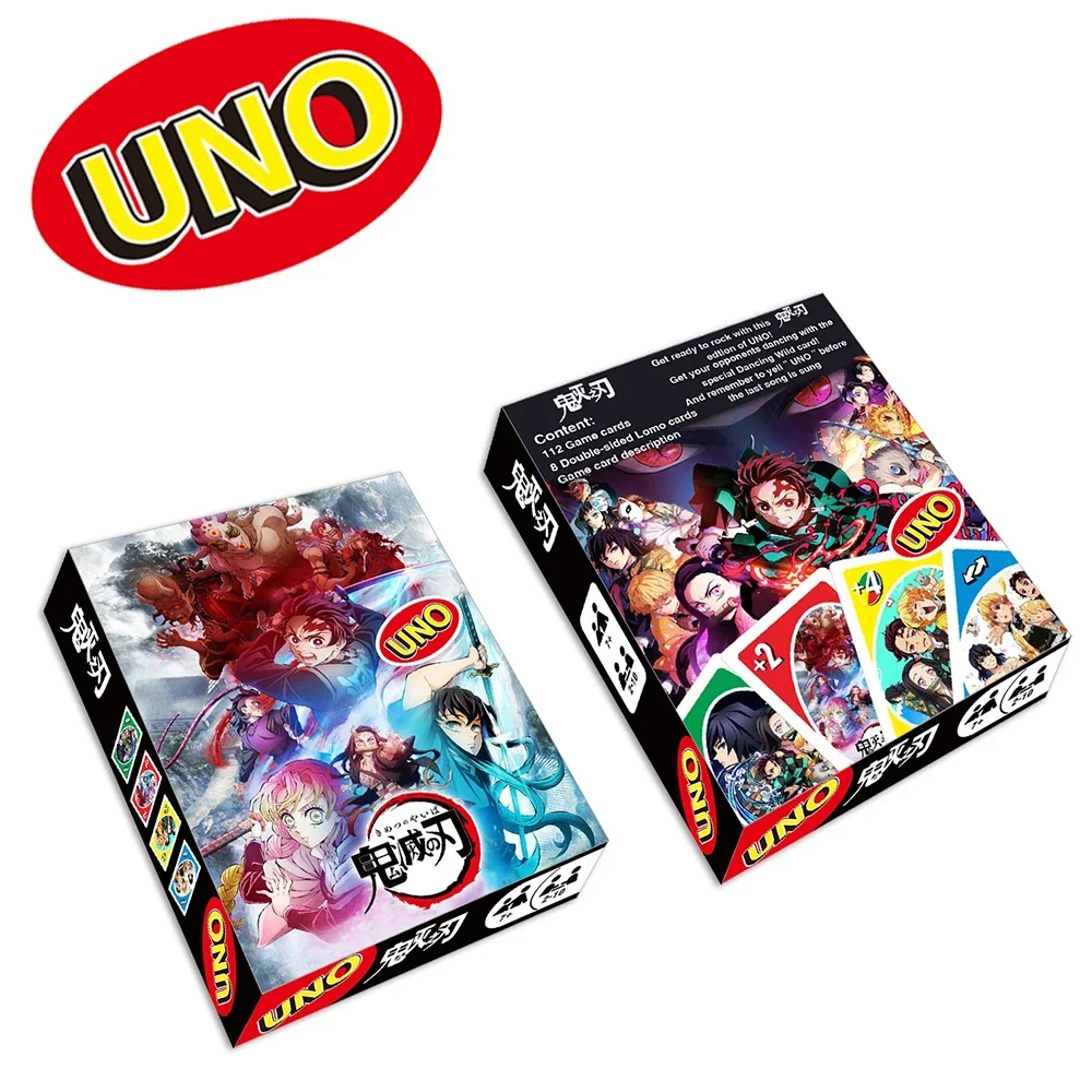 112pcs/set Sanrio Uno Board Game Demon Slayer Zenitsu Tanjirou Nezuko Family Entertainment Uno Card Games Birthday Gift For Fans