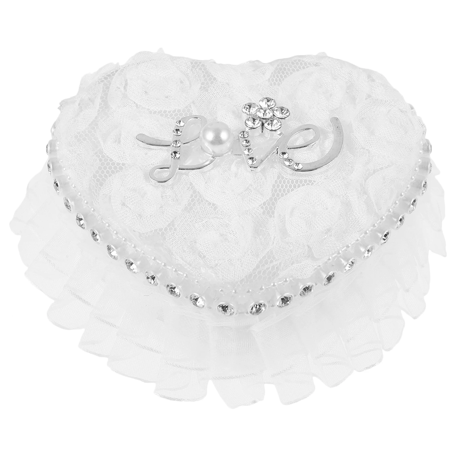 

Romantic Heart Shape Ring Box Lace Jewelry Storage Wedding Ceremony Valentine'S Day Gift Ring Holder Case For Proposaldecoration