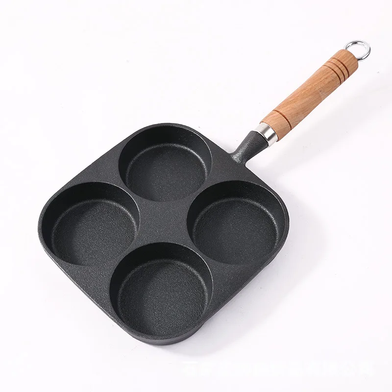 Cast Iron 4 Hole Fried EggSmallPan Home Egg Burger Frying an Perforated Breakfast CakePan EggDumpling PanMold Artifact