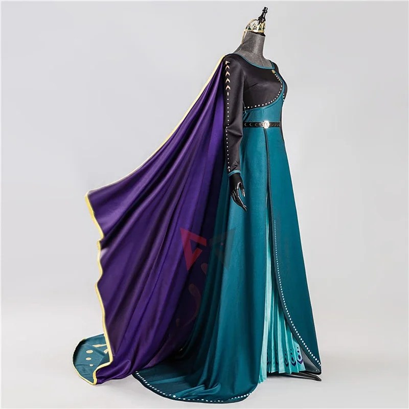 Moive Princess 2 Anna Coronation Dress Women Long Gown Cape Adult Girls Halloween Carnival Party Cosplay Costume Crown Suit RZ91