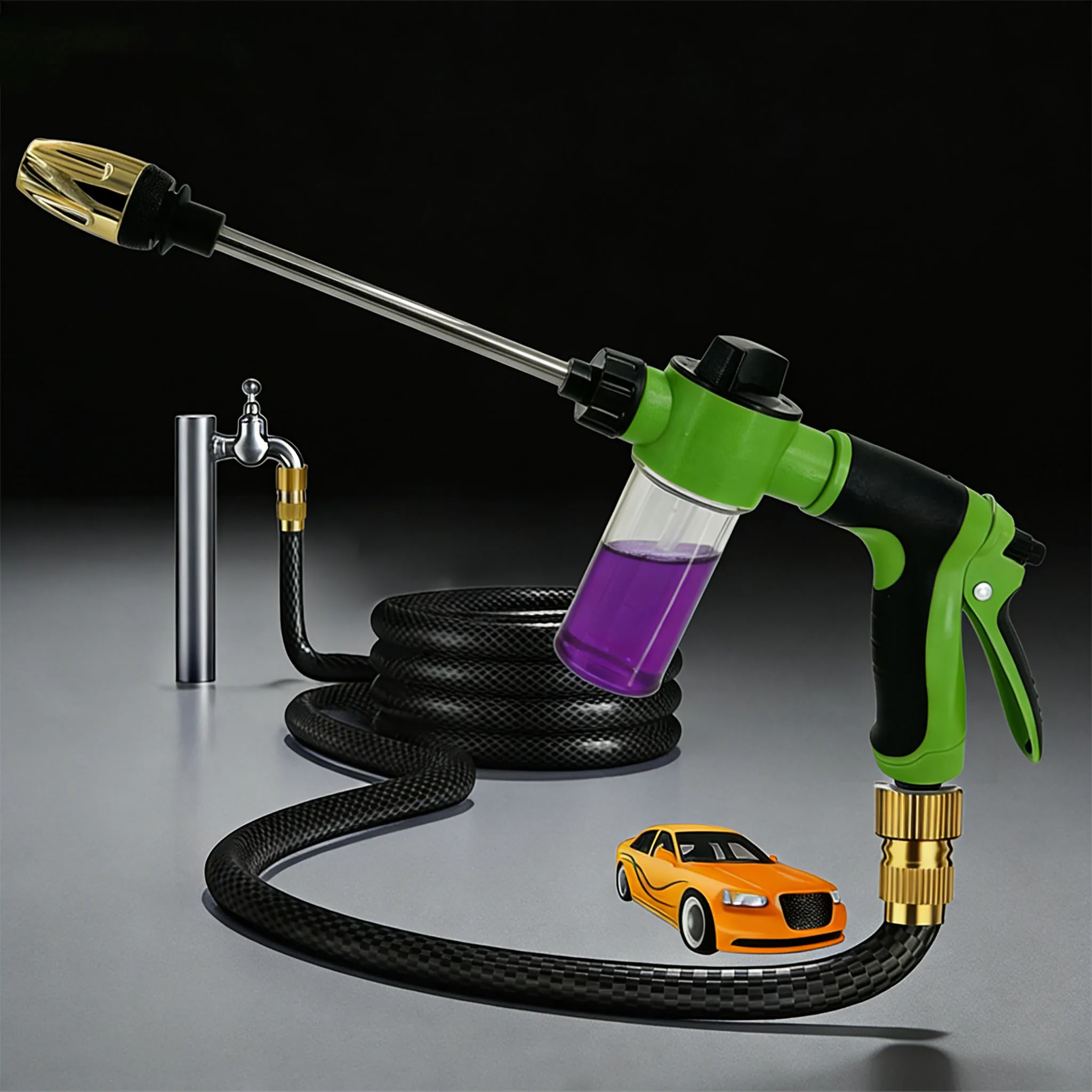 2026 Hochdruck-Wasserpistole mit Verstellbarem Langstab für Autowäsche, Gartenbewässerung, Schlauchdüse, Sprinkler und Schaumwasserpistole